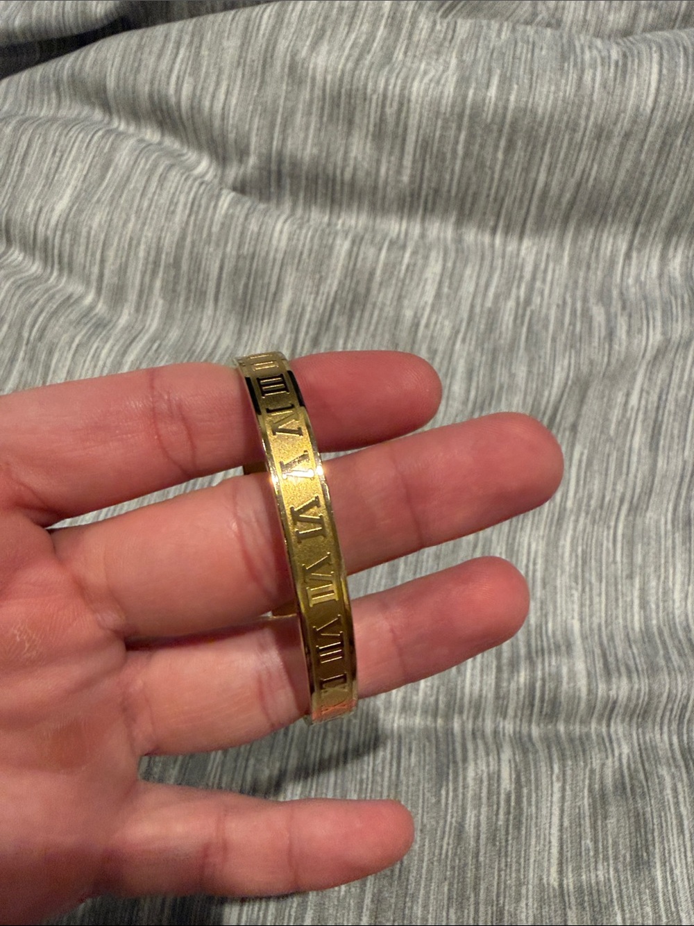 Gold Roman Numeral Cuff Bracelet